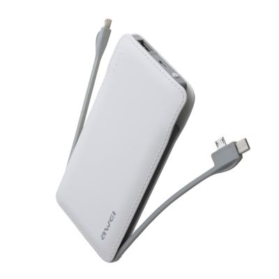 China Fast Mobile Power Bank 10000mAh AWEI P51K New Arrival Support Charging USB Mobile Power for sale