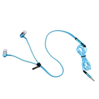 China New Headband Mobile Phone Zipper Earphone Plated Earphone Universal In-Ear Earphone Overweight Bass for sale