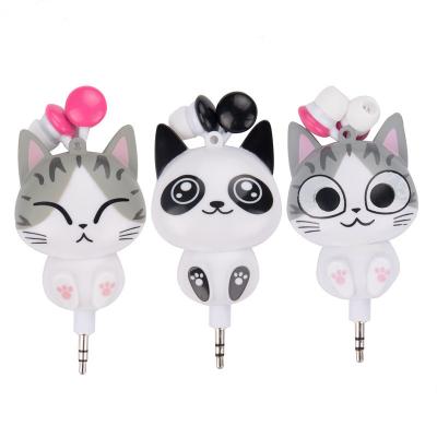 China Sound Hot Korean Version Cartoon Earphone 3.5mm In-Ear Mobile Phone Computer Music Retractable Earphone for sale