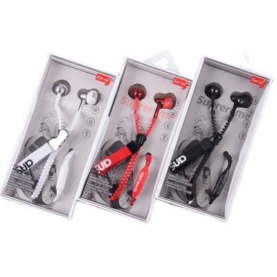 China New Sansen soft ears with phone trend metal zipper earphones mobile phone computer music earphones for sale