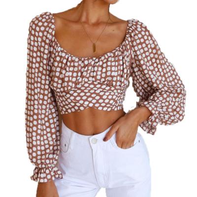 China Anti-wrinkle Spring Women's Halter Tops Long Sleeve Hanging Women's Spring Top Blouse for sale