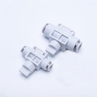 China Industry Hand Valve 6mm 6mm 2 Way Pneumatic Quick Fittings Push Connector Tube Hose Plastic Throttle Valve HVFF6 for sale