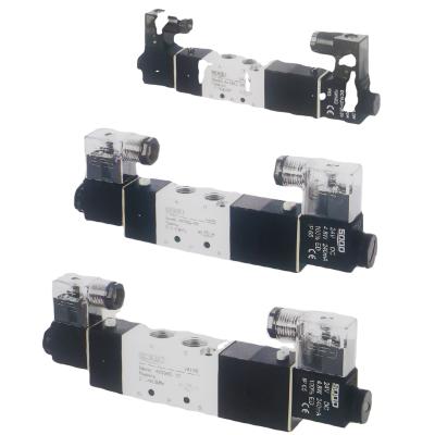 China 4V130-06 General Aluminum Alloy Three Position Solenoid Valve With Lamp Series for sale