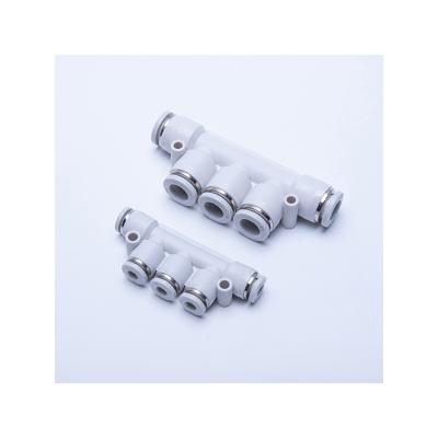 China Industry PK Pneumatic Fit Equal Diameter Five-way Hose Gas Plastic Plug-in Connector Quick Air Dispenser Connector for sale