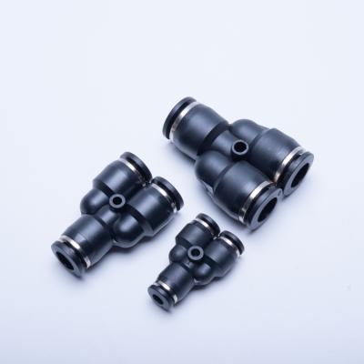 China Industry manufacturer direct sales 8mm/10mm/12mm plastic pneumatic connectors and three Y pneumatic connectors for sale