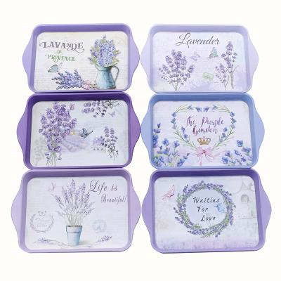 China 34*23CM Purple Lavender Romantic Packaging Tobacco Rolling Tray Cartoon Herb Spice Handroller Storage Smoking Tray for sale