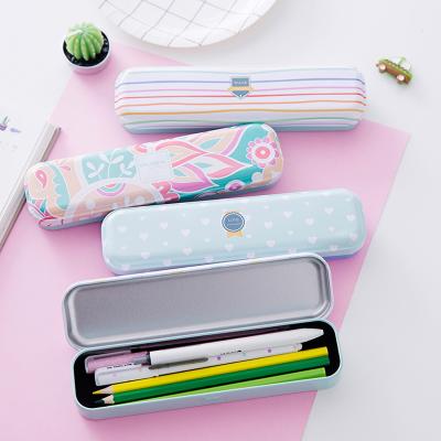 China Custom Colorful Rectangular Tin Pencil Box Cartoon Metal Tin Box Creative Stationery Pencil Case Minimalism Iron Tinplate COOKIE for sale