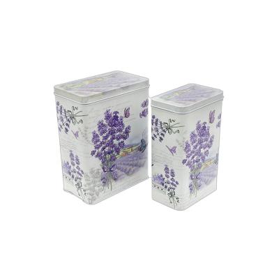 China Custom Floral Printed COOKIE Tin Tin Box Color Pattern Tin Box Set Decorative Square Metal Cookie Box for sale