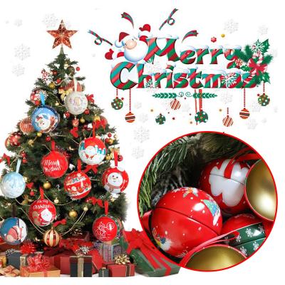 China COOKIE Christmas Decoration Round Spherical Ball Pendant Candy Gift Packaging Tin Box Creative Christmas Trees Ornaments Home Decor for sale