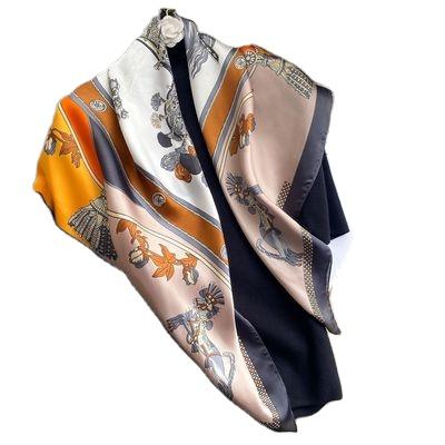 China 2021 Retro New Spring Scarf Women's Silk Like Satin Thin Silk Like Sunscreen Shawl Decoration 90 Soft Printing Square Scarf for sale