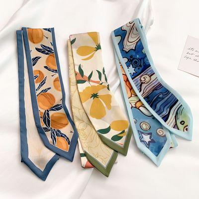 China Silk like original spring and autumn fresh wind scarf small women's silk ribbon thin band scarf brand printing scarf for sale