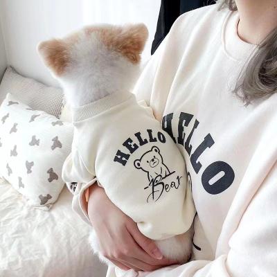 China Fashion Spring Stocked Dog Clothes Cute Buccellati Hoodie Bear Print Pet Arket Clothes For Small Live Pets Angry Orange Pet for sale