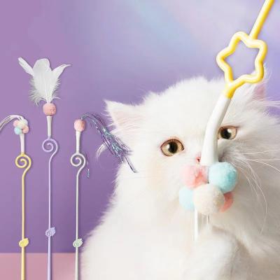 China Stocked Fairy Cat Teaser Stick Feather Wand Toy Set Simons Cat Game for sale