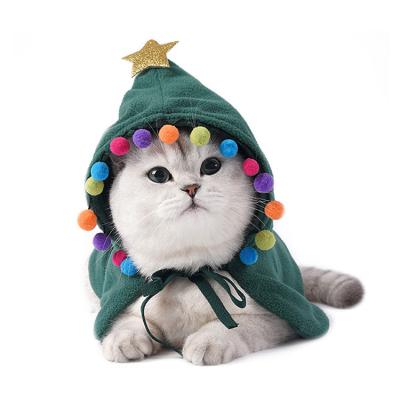 China Stocked Hot Selling Winter Christmas Cat Dog Clothes Pet Accessories Christmas Cape Pet Clothes for sale