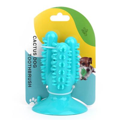 China Viable Pet Chewing Toys Cactus Shape Dog Toothbrush Stick Dog Toothbrush Cleaning Toy for sale