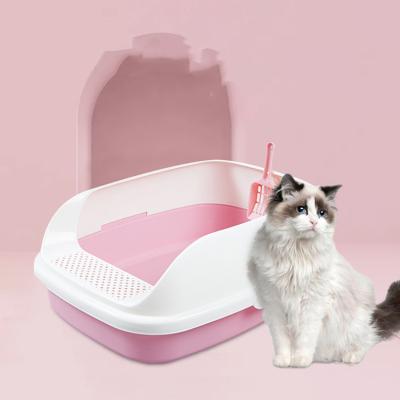 China Large Living Space Raised Side Anti-Splash Cat Litter Box Detachable Quick Cat Litter Cleaning Box for sale