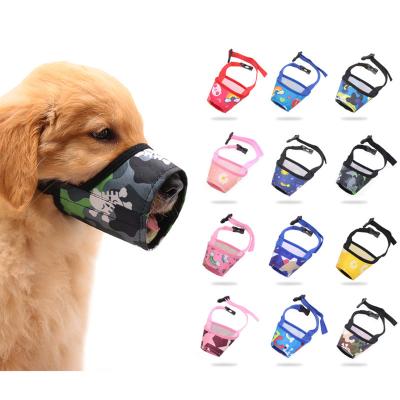 China Various Dogs Oxford Cloth Adjustable Pet Dog Muzzle Basket Breathable Anti-bite And Anti-eating Of Dog Muzzle For Barking for sale