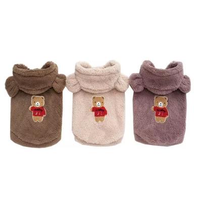 China Viable Teddy Bichon French Bulldog Small Dog Clothes Cute Hooded Warm Pet Clothes Winter Jacket Angry Orange Bear Ears Pet for sale