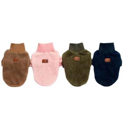 China Sustainable Dog Clothes Breathable Autumn And Winter Pure Color Cotton Fleece Warm Pet Apparel Sweater Thicken Fleece for sale