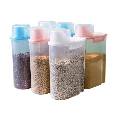 China Freshness Preservation Household L-Shaped Storage Box With Lid Portable Soybean Storage Box With Measuring Cup Pulse Organizer for sale