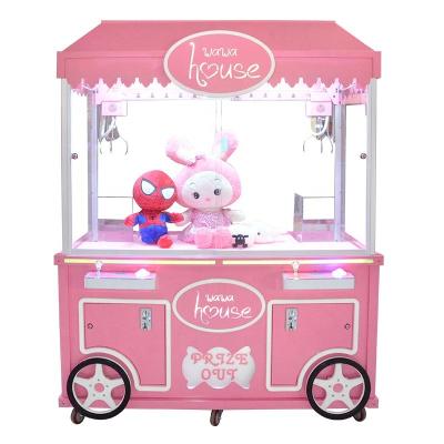 China Pink Crane Machine 2 Players Coin Operated Crane Amusement Center Milk Claw Crane Machine L178*W100*H232 for sale