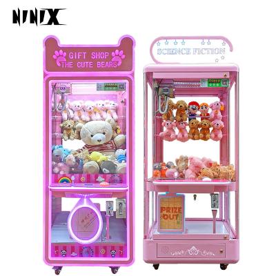 China Hot Sales Metal+Tempered Glass Big Metal+Tempered Glass Doll Toy Crane Claw Machine Pink Claw Crane Machine For Sale for sale