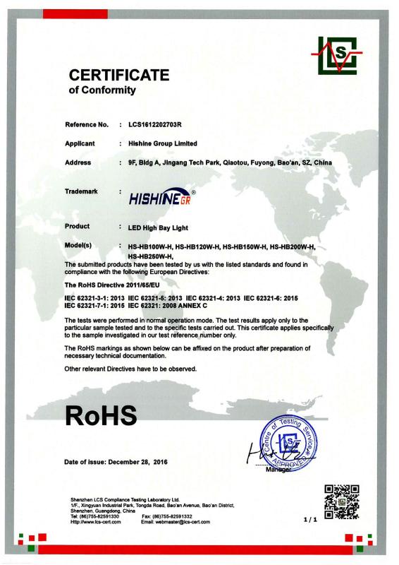 RoHS - Shenzhen Hishine Optoelectronics Tech Co., Ltd.