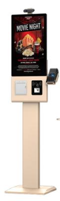 China Capacitive Touch 10 Point 23.8 inch Gold Vertical Self Ordering Kiosk met aanpasbaar logo en POS-houder Te koop