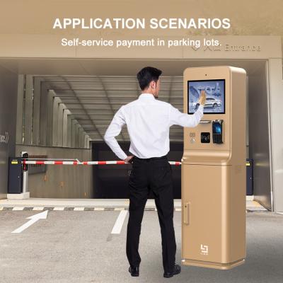 China Outdoor Parking Lot Payment Kiosk With 21.5 Inch HD Touch Screen Camera Bank Card Reader Intercom QR Code Scanner Printer for sale