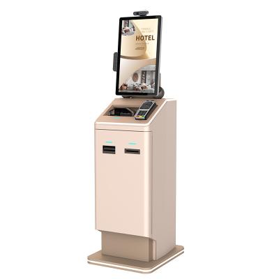 China Hotel Luchthaven Self Service Kiosk Met Touch Screen POS Cash Betalingsbewijs Printer Camera Paspoort Scanner Te koop