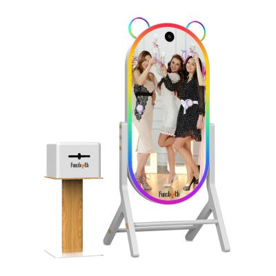 China Social Media Selfie Station LCD Mirror Photobooth Template Sticker Beauty Photo Printer Booth for sale