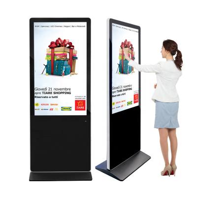 China Signage van de Tribuneandroid van de 55 Duimvloer Digitale LCD de Totemkiosk van het Reclametouche screen met Verre het Leiden Software Te koop