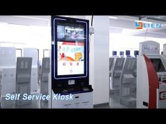 Indoor Self Service Kiosk Multi Touch Card Dispenser / Passport Scanner