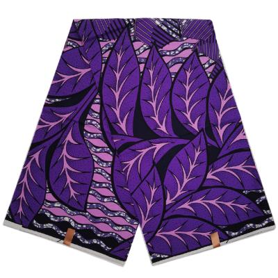 China Wholesale Purple Wax Print Fabric 100% African Cotton Fabrics Shrink-Resistant 6 yards/PCs For Sewing Dress for sale