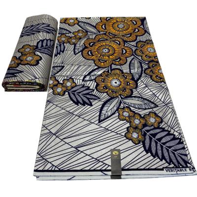 China Wholesale African Golden Wax Fabric Manufacturers Shrink-Resistant 6 Yards / Pcs 100% Cotton Fabrics For Sewing Dress for sale