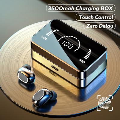 China Perfect Healthy Mirror Battery LED Display Bluetooth Earphone Smart Bluetooth Earbuds Wireless Earbuds With Logo And 3500mAh Charging Box for sale