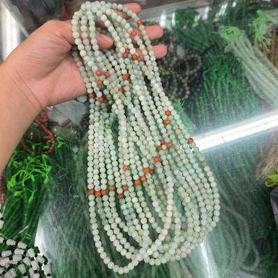 China 1pcs/lot Natural Stone Jadeite Round Beads Loose Beads Long Loose Beads Light Green Nice Color Accessories Gem Wholesale Jewelry for sale