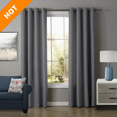 China Blackout Solid Color Blackout Ready Made Window Curtain For Living Room for sale