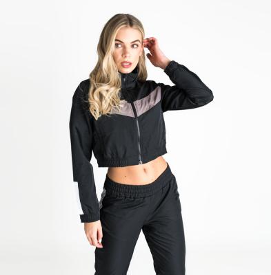 China New Arrival Women Turtle Neck Zipper Crop Top Breathable Long Sheath Reflective Tracksuits for sale