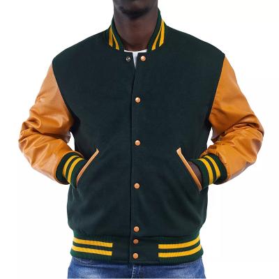 China Custom Men's Wool Anorak Varsity Baseball Jacket Breathable Leather Varsity Jacket Sleeves For Men for sale