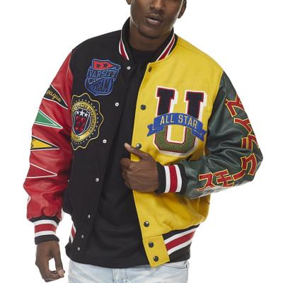 China Custom Letterman Bomber Anorak Winter Wear Men Breathable Baseball Jacket Custom Varsity Jacket With Leather Arms for sale