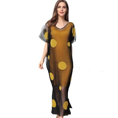 China New Arrival Retro Style Wholesale Anti-static Knee Length Large Dress Polka Dots Wrap Dress Plus Size for sale