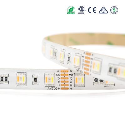 China Waterproof IP65 Silicon Copper Glue DC24v 5in1 RGBWW Outdoor Use Led Strip Light for sale