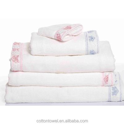 China Soft Sewing White Pure Edge Cotton Towel Sets for sale