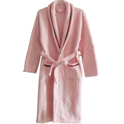 China Pink Breathable Woman 100% Cotton Female Bathrobe for sale