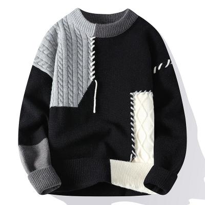 China Breathable Autumn Winter Warm Knitting Mens Sweaters Fashion Turtleneck Patchwork Pullovers Korean Streetwear Pullover Casual Men Clothing for sale