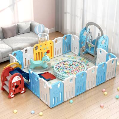 China 2021New Design Modern Castle Baby Indoor Adjustable Playpen With Activity Board Baby Product Playpen Modern Baby Playpen With Door for sale