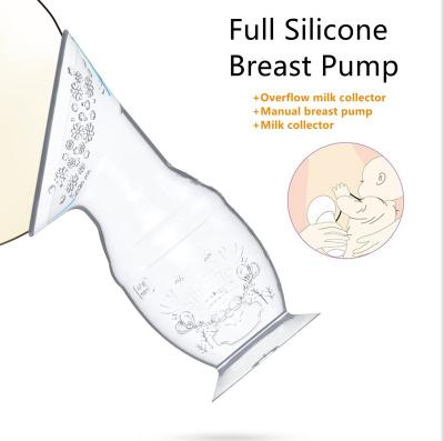 China NEW BPA Free Manual Breast Pump All Silica Gel Breast Pump With Suction Cup Silicone Gel Milk Collector Overflow Collector for sale