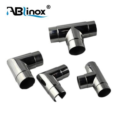 China Stainless Steel304/316/201 Stainless Steel Handrail Fittings 90 Degree Round Corner Connector Pipe Connector for sale