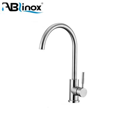 China Contemporary / Modern 304 Stainless Steel Kitchen Faucet Mixer Tap Two Holes Long Spout Kitchen Faucet for sale